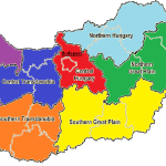 Map showing the Hungarian regions within the country