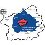 Borders of Prague Integrated Transport area compared with administrative and political division of the Prague metropolitan region