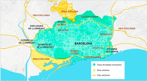 Figure 2 - Low Emissions Zone (ZBE) of Barcelona (in green)