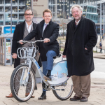Julian Scriven of nextbike UK LTD, left, Mayor of the West Midlands Andy Street and Cllr Roger Lawrence.