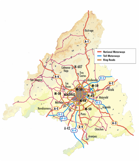 Map showing the region (Road Network)